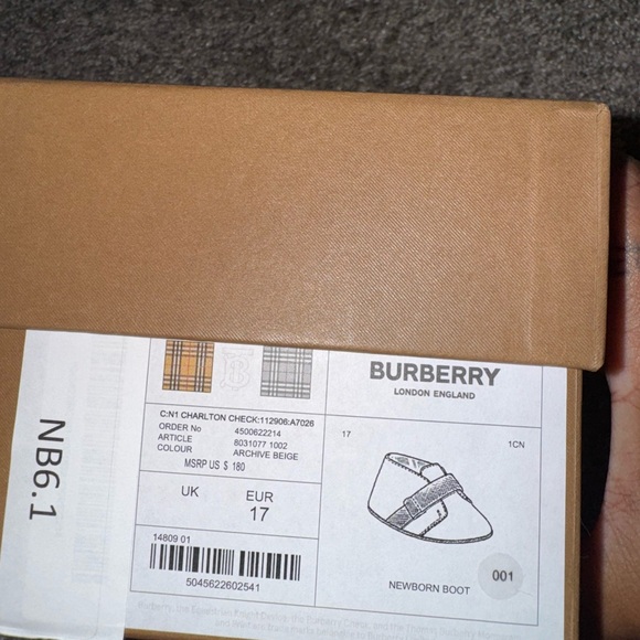 Burberry Infant Booties in Beige and Plaid - Picture 1 of 3
